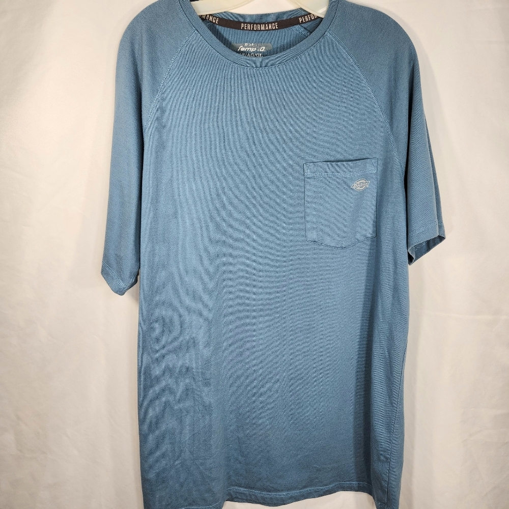 Dickies Temp-IQ Performance Blue Short Sleeve Pocket Tee Shirt Size Large Tall